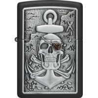 Zippo Skull Anchor Emblem Design Black Matte Pocket Lighter