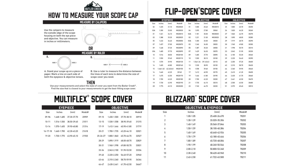 Butler Creek Blizzard See Thru Rifle Scope / Spotting Scope Covers