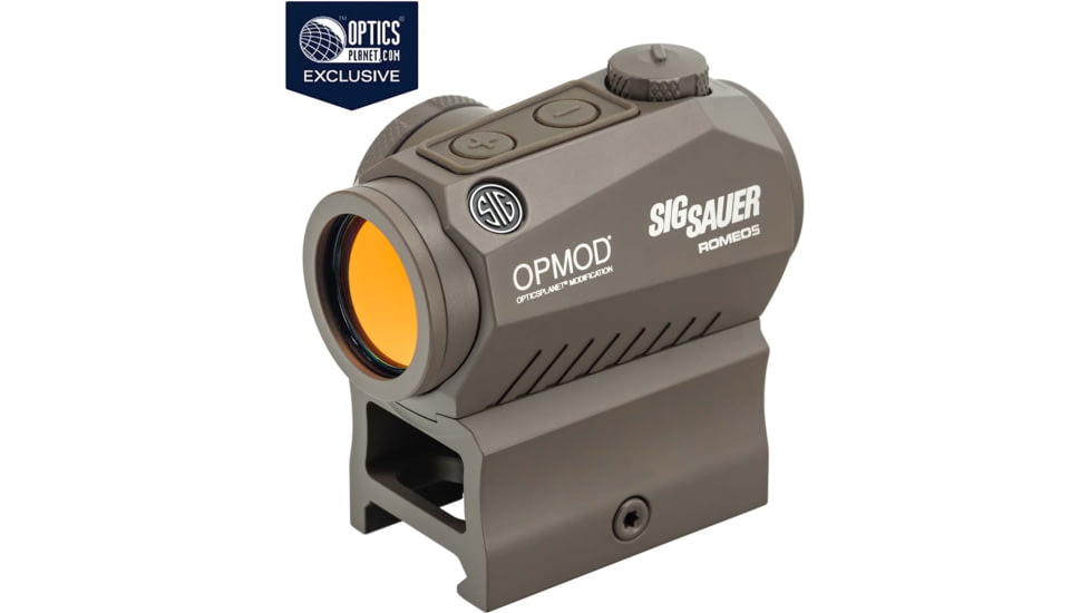 SIG SAUER OPMOD Romeo5 Compact 1x20mm Red Dot Sight, 2 MOA Red Dot, 0.5 MOA ADJ, FDE, SOR52022