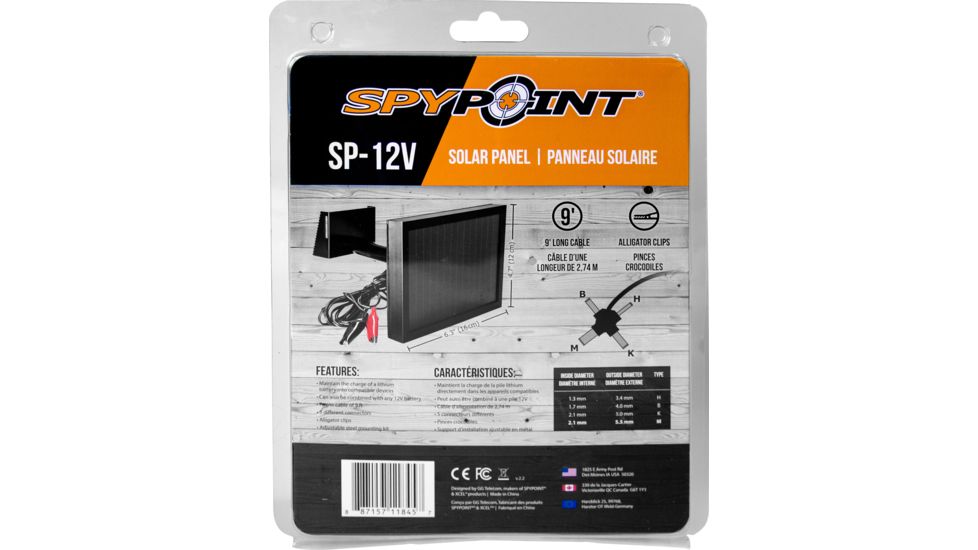 Spypoint Solar Panel Kit w/9ft Power Cable SP12V