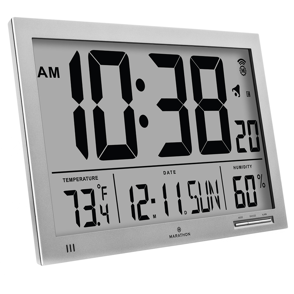 Slim Jumbo Atomic Wall Clock with Indoor Temperature & Humidity