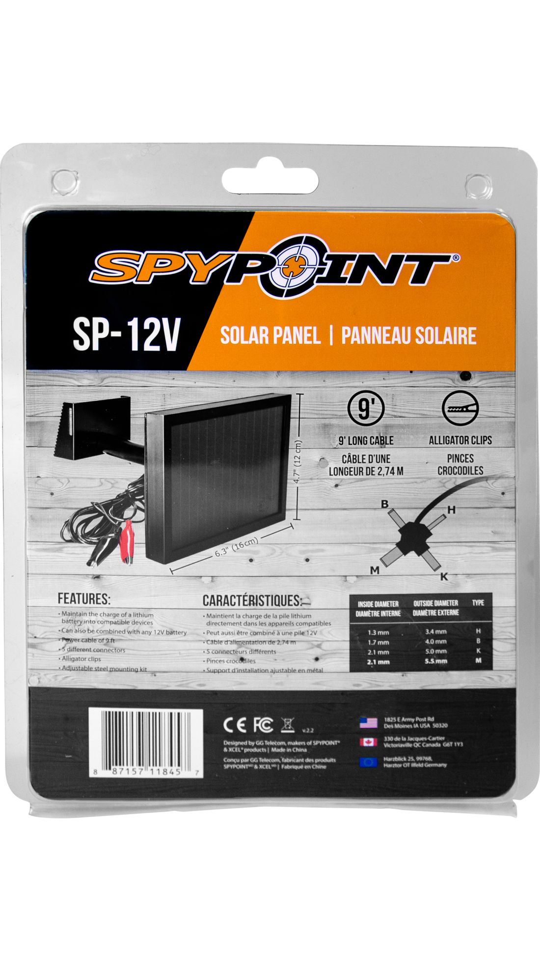 Spypoint Solar Panel Kit w/9ft Power Cable SP12V